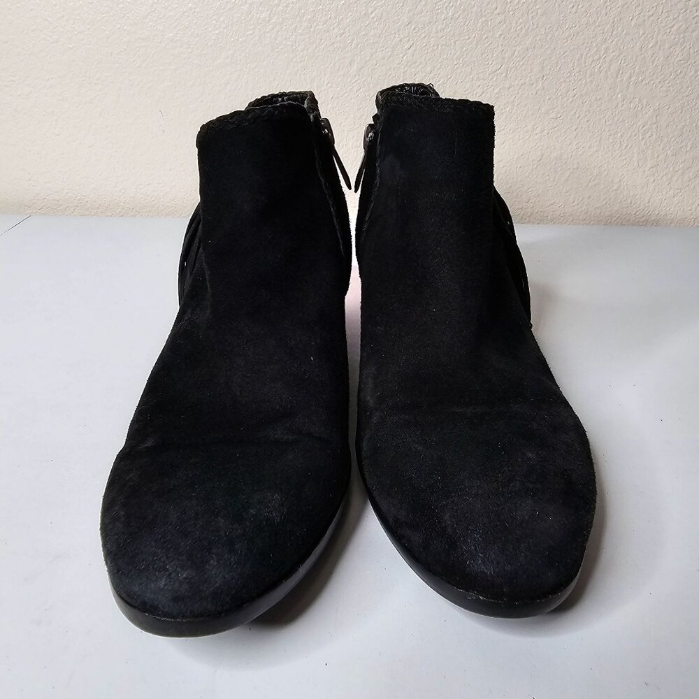⚡️Sam Edelman Size 7 Boots Black Suede Leather Paige Ankle Bootie Fringe Western - Picture 4 of 11